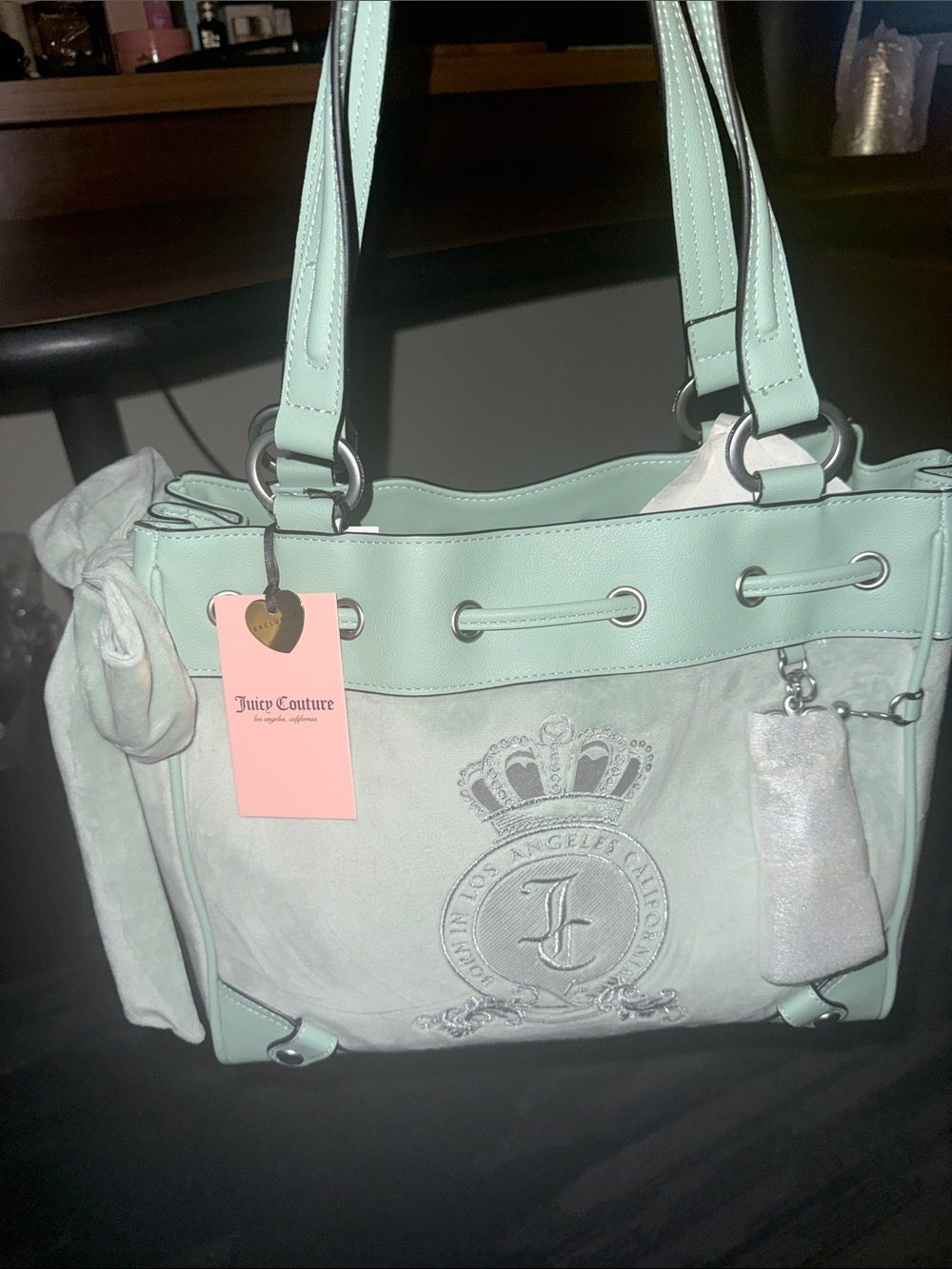Juicy Couture Frosty Green Classic Juicy Lover Daydreamer Tote